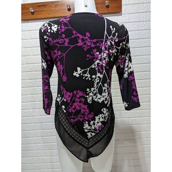 Alfani Size PP jersey knit top with sheer hem and 3/4 length sleeves - Picture 3 of 6